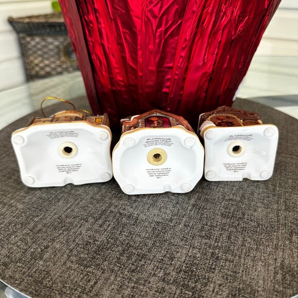 Goebel MJ Hummel Light Up House Christmas Ornaments Set Of 3 Bradford Exchange - Picture 6 of 8